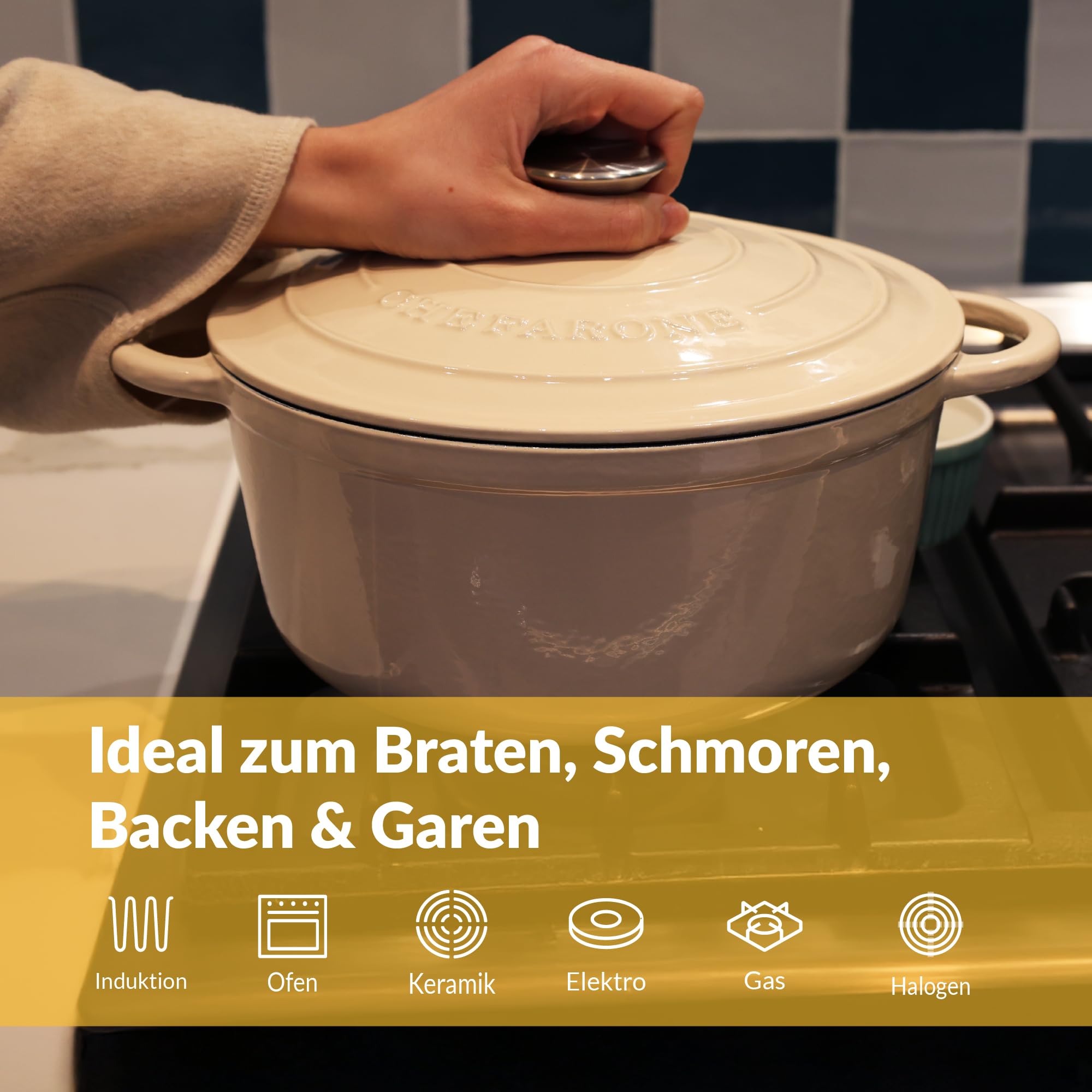 Chefarone Gusseisen Topf 26 cm 4 4,7 L – Bild 6