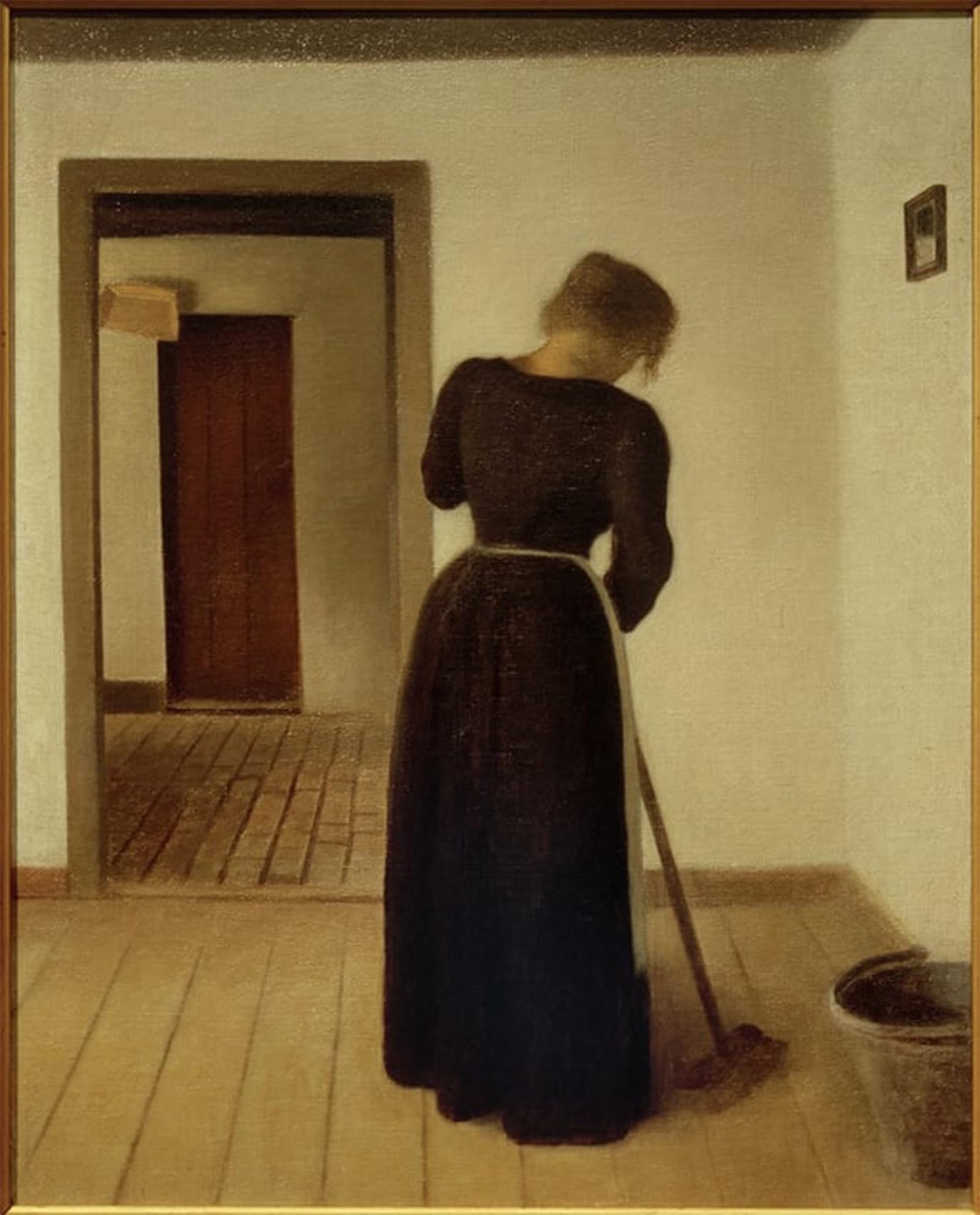 POSTERIIk Famous Animal Posters Vintage Picture Interior with a Young Woman Sweeping by Vilhelm Hammershoi Modern Wall Decor for Home Decor 60x90cm