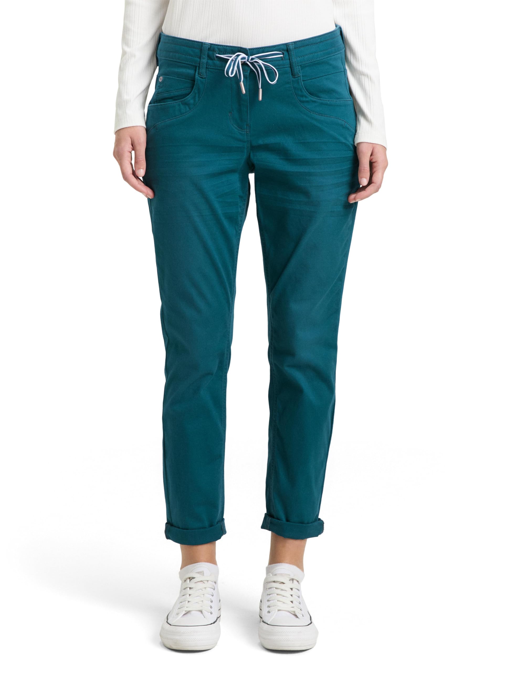 TOM TAILOR Women's Trousers, 12818 - Deep Meadow Green, 38W x 28L