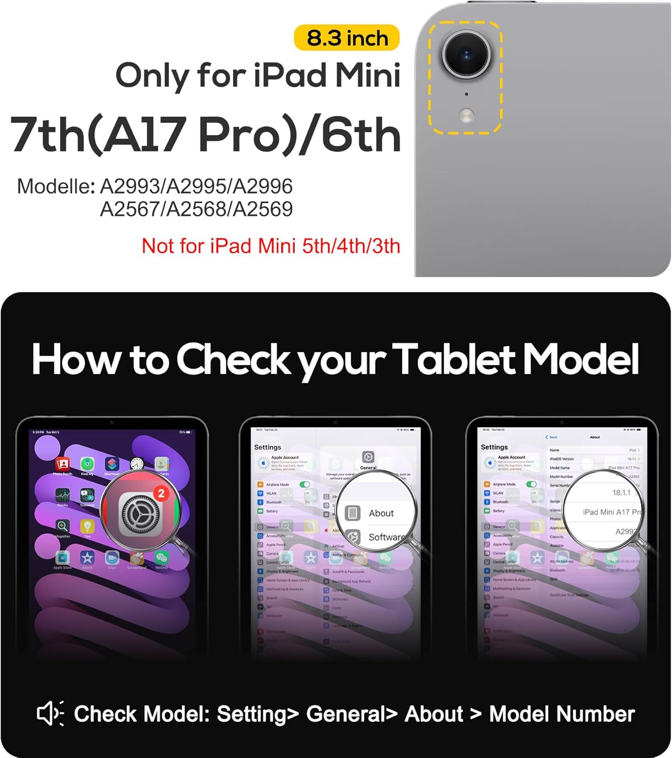 BRAECN for iPad mini 7(A17 Pro)/ 6 case 2024/2021 8.3 inch Heavy Duty Shockproof Protective with Pencil Holder Screen Protector 360°Rotating Stand Handle Full Body Cover Shoulder Strap Kids Friendly