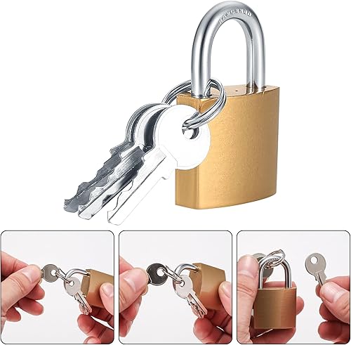 Miniatura 4 de 4 candados pequeños con llave con llaves, candados de almohadilla, candado de latón macizo con llave, cerraduras de casilleros con las mismas llaves