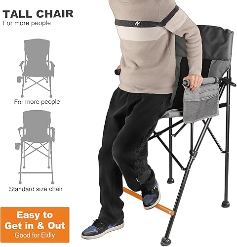 Miniatura 5 de LANMONTAIN - Silla de director extra alta, plegable con soporte para tazas, bolsillo lateral de malla, cómodas sillas de campamento de altura de