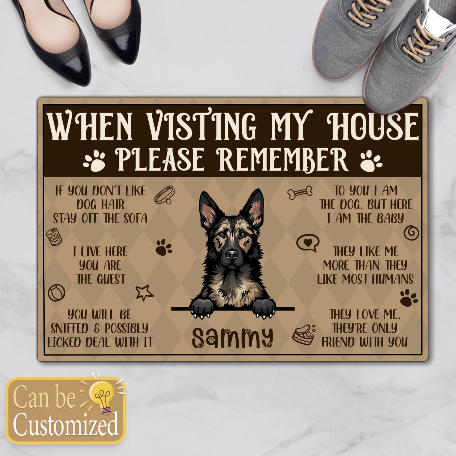 Eco-Friendly Dog Lover Dutch Shepherd Dogs Door Mat Indoor Outdoor Rug Unique Home Welcome Rug Mat Doormat 16x24in 18x30in Gift Idea Personalized Name image 3