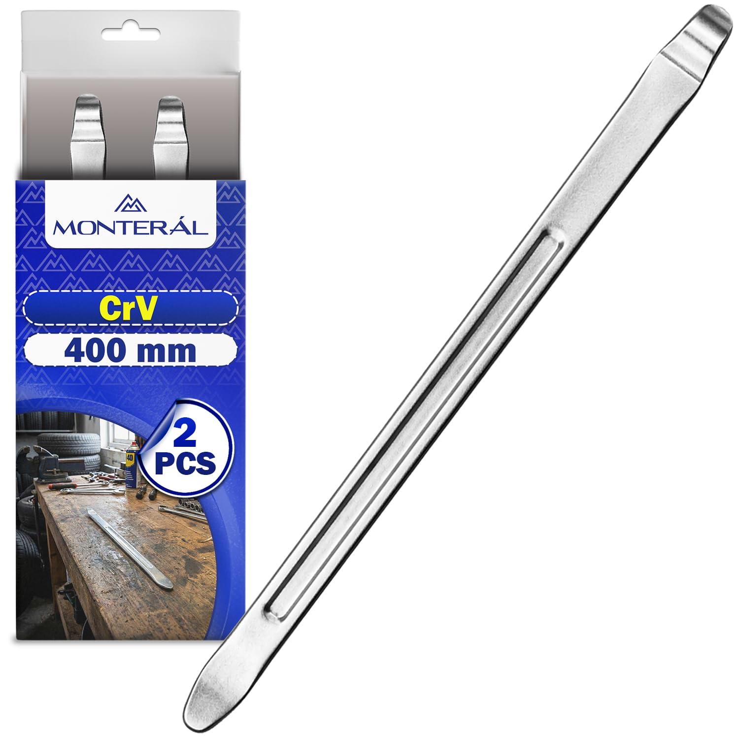 Leve Smontagomme 400 mm Acciaio Cromo-Vanadio Rivestimento Cromato MONTERAL 2 Pezzi