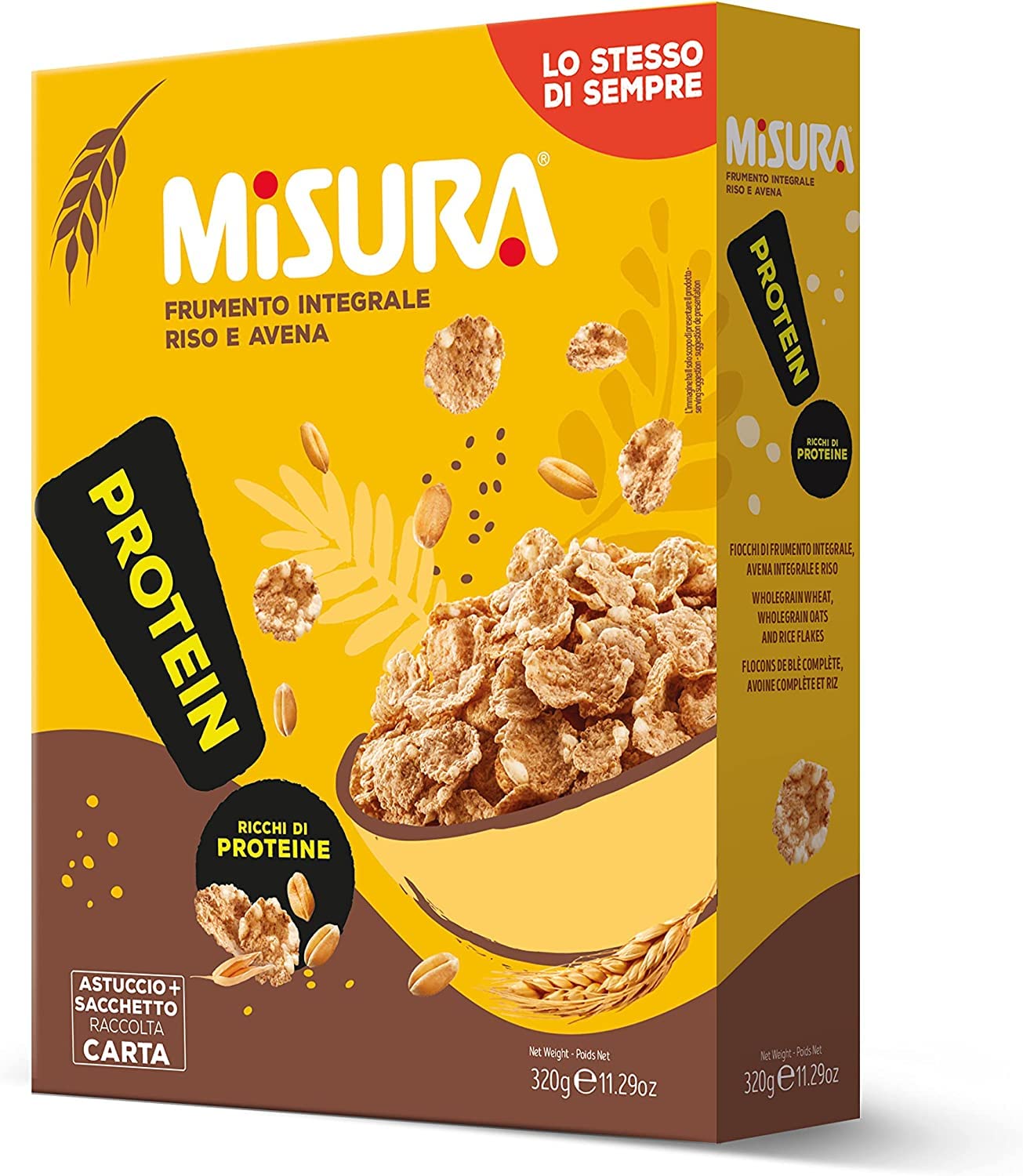 Misura Protein Cereali Fiocchi di Frumento Integrale, Riso e Avena 320gr