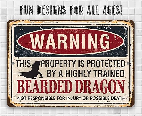 Vista 8 de Bearded Dragon Metal Sign (12x18 Protected By Bearded Dragon)