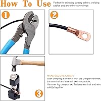 Vista 6 de Battery Cable Lug Crimping Tool for AWG 8-4/0 Terminals with Cable Cutter