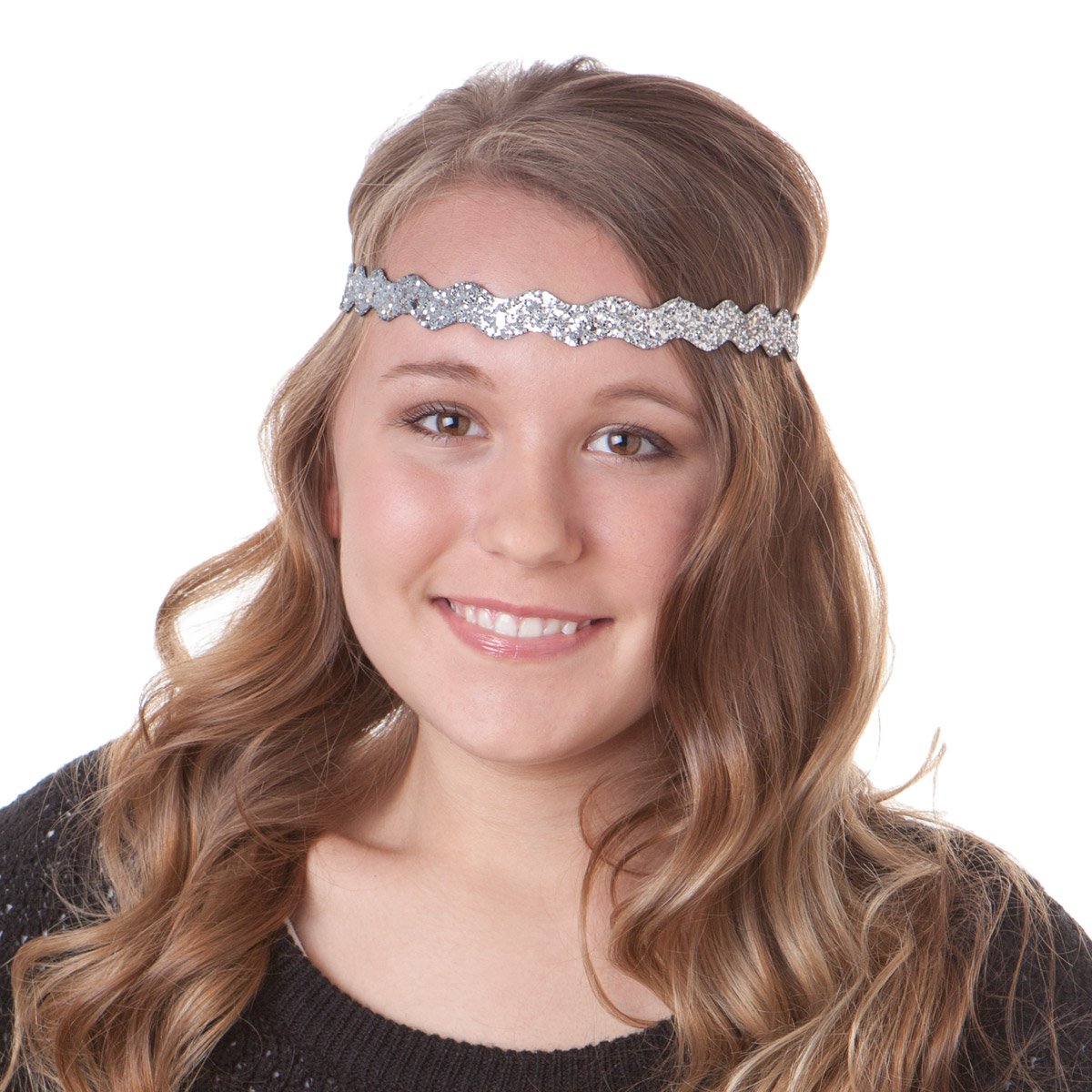 Hipsy Damen-Haarband, glitzernd, verstellbar, rutschfest, 10 Stück (Wave Bold & Pastel 10 Stück)
