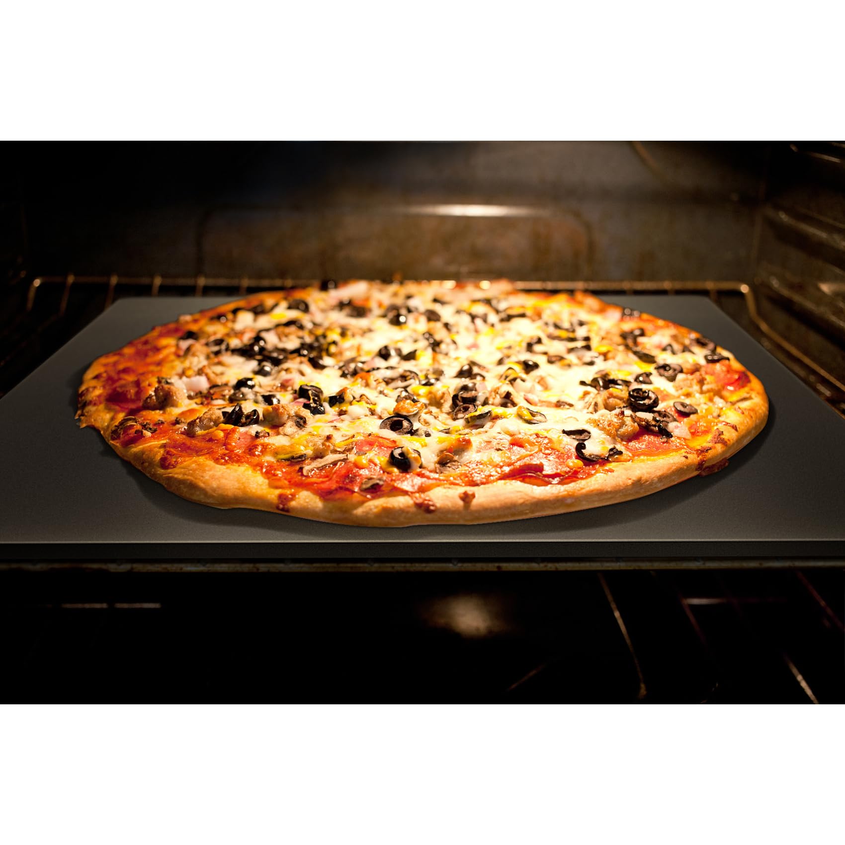 onlyfire Pizzastein, Backstahl Eckig 40,5x35,5, Pizzastein für Backofen, Pizzastahl für Grill und Gasgrill, Brotbackstein, Dicke 6mm, Perfekt zum Backen von Pizza, Brot, Gebäck, Pizza Zubehör