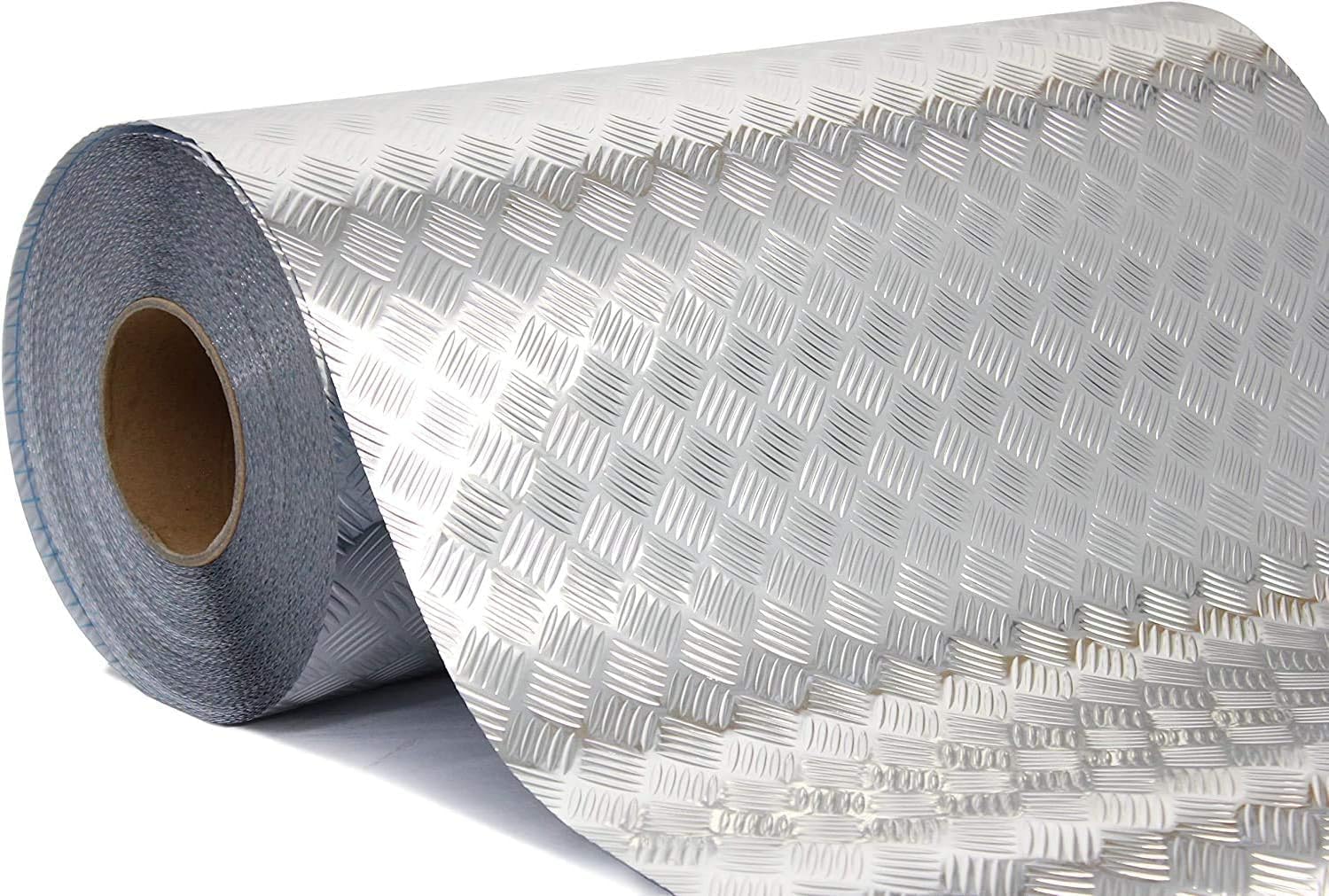 VViViD Metallic Industrial Diamond Plate Chrome Finish Self-Adhesive Vinyl Sheet Roll for Craft & Hobby Application (Silver 20ft x 36", Wide Large Roll)