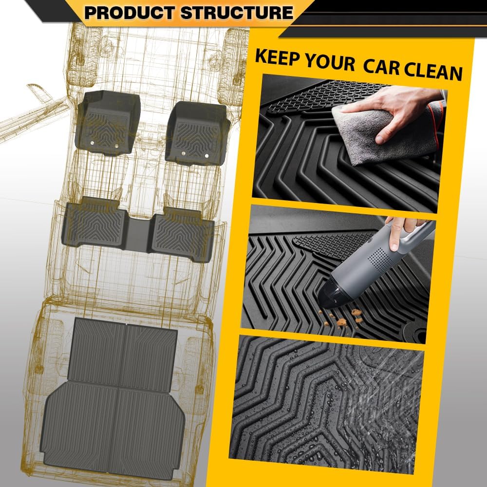 G-PLUS TPE Floor Mats Compatible with Honda HR-V 2016 2017 2018 2019 2020 2021 2022, Truck Cargo Liners 1st & 2nd Row,All Weather Protection Black alfombras para carro
