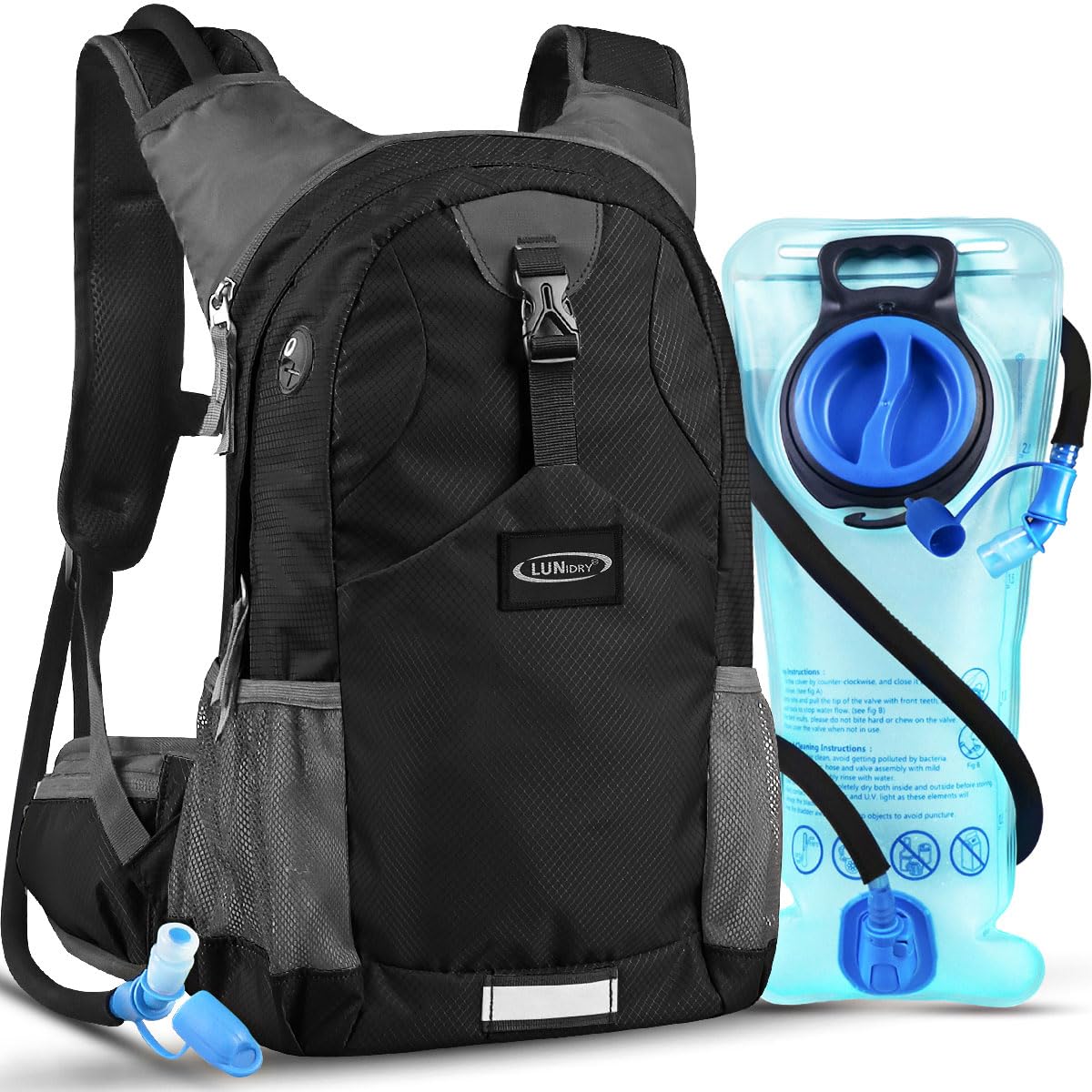 Sac à Dos d'hydratation avec vessie d'eau de 2L, 20L Imperméable Ajustables à Taille Sac à Dos d'eau avec système d'hydratation pour Femme Homme Course Cyclisme Randonnée Trail Running Voyage