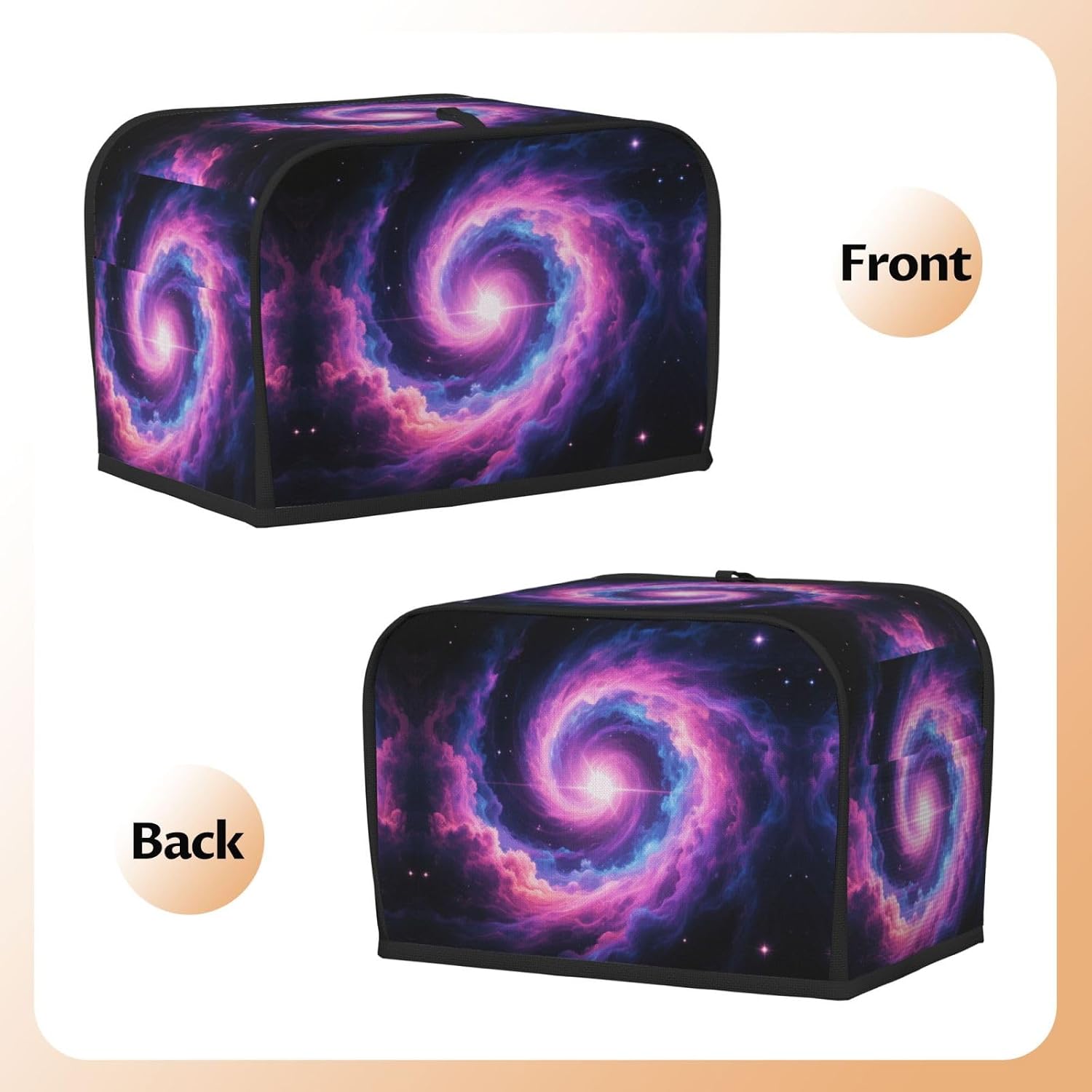 Nebula Galaxy Toaster Cover 2 Slice, Waterproof Bread Machine Covers with Pockets Universal Size Kitchen Small Appliance Cover with Handle, Dust and Fingerprint Protection
