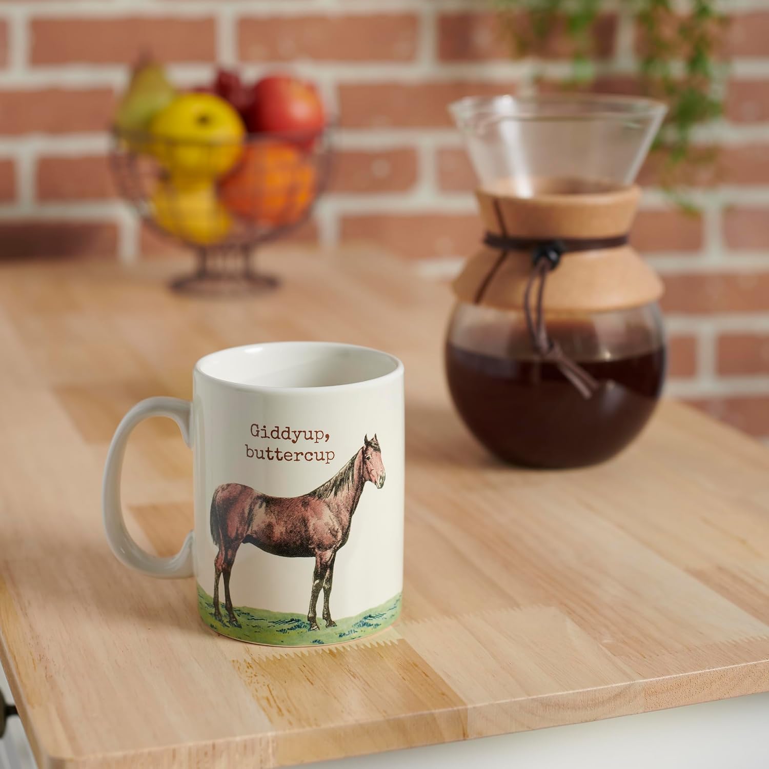 Primitives by Kathy Stoneware Coffee Mug, 18oz, Double Sided Design Giddyup Buttercup, Farm Puns Collection | Farmhouse and Homestead Kitchen Decor