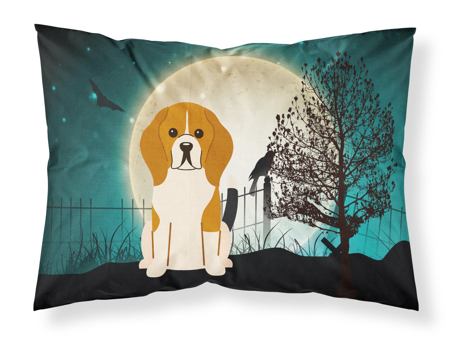 Taie d'oreiller Beagle Tricolore Halloween Scary en tissu multicolore standard