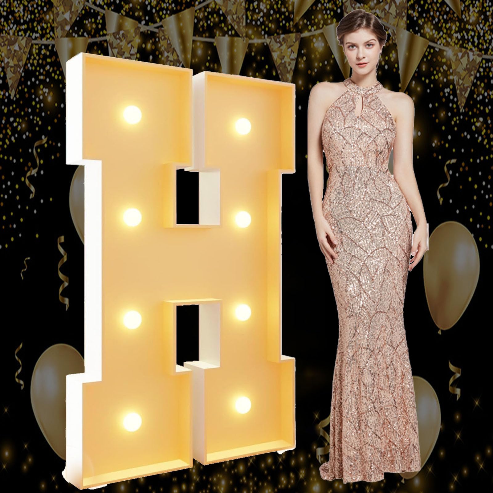 Lettres lumineuses géantes en mosaïque pour anniversaire, mariage, fiançailles, décorations de fête, cadre à faire soi-même, kit de panneau en mousse prédécoupé, 1,2 m