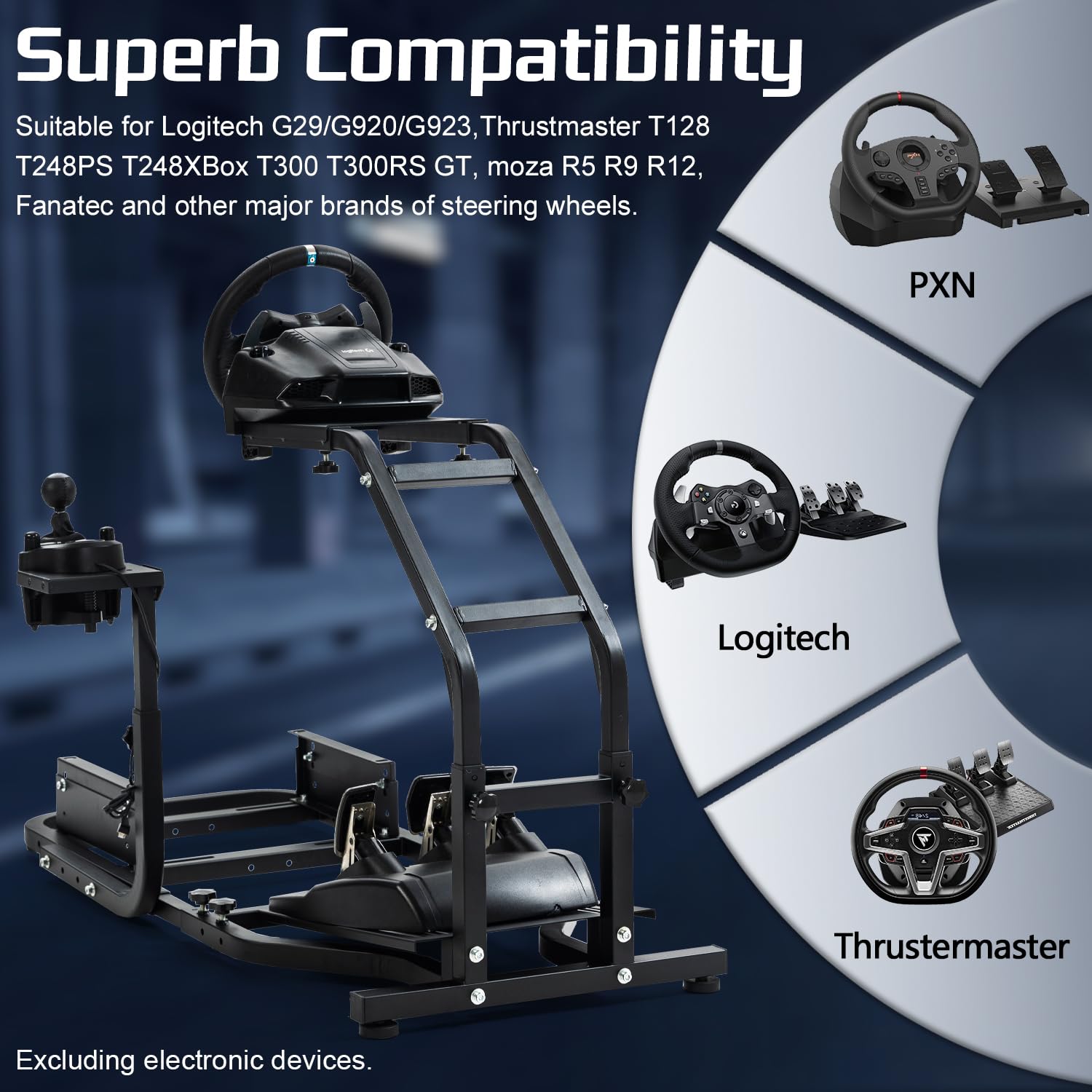 Compatibility of Gazzyt Racing Simulator Cockpit S-24 with various steering wheels.