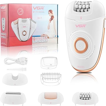VGR 739 3-in-1 Epilator for Women-Portable Cordless Rechargeable Epilators Hair Removal for Women, IPX4 Waterproof Electric Razor 2 Speeds for Legs, Arms, Underarms & Bikini Area