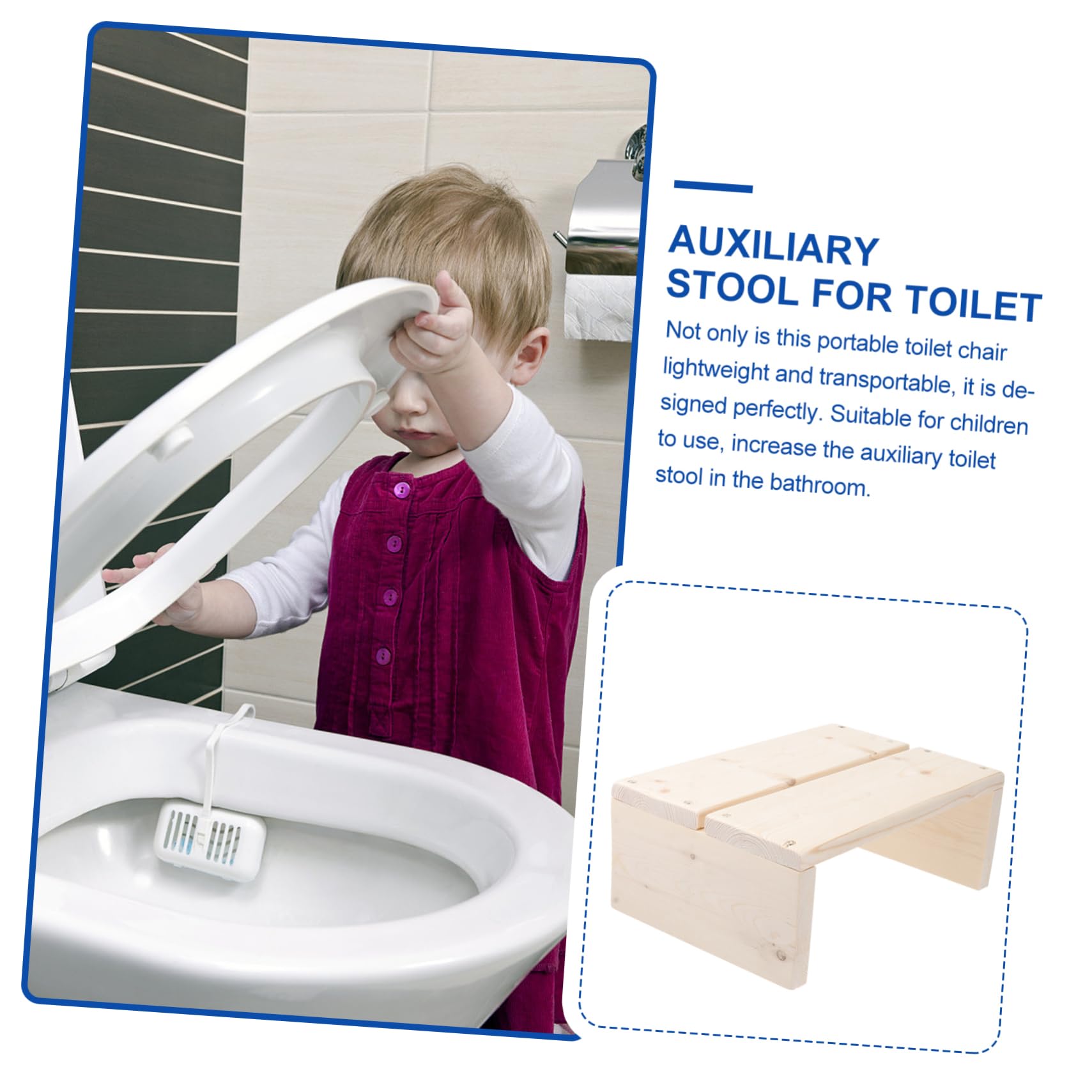 Sgabello Bagno in Legno Antiscivolo, Rialzo Toilette