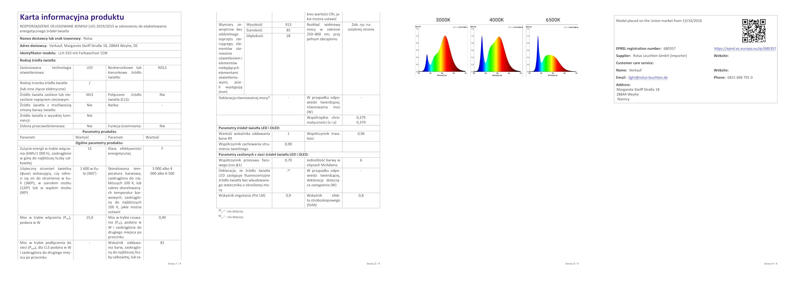 Rolux LED Unterbauleuchte 15W CCT 3000K~6500K Anbauleuchte Aluminium, 15 watts, silber, 91,3 x 8,5 x 3,5 cm
