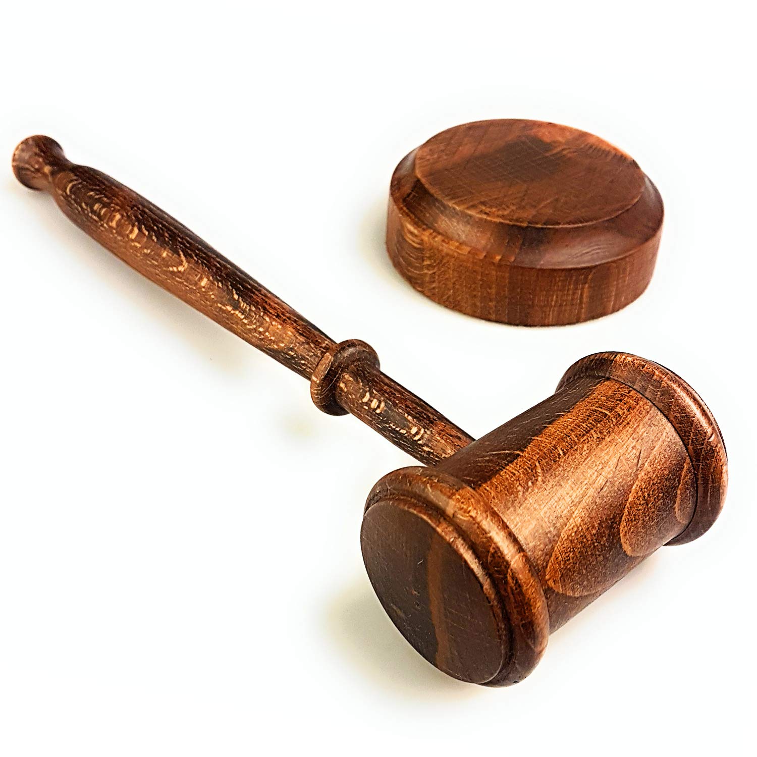 Rustic Gavel and Block Set Handcrafted Vintage Old View Finish Walnut
