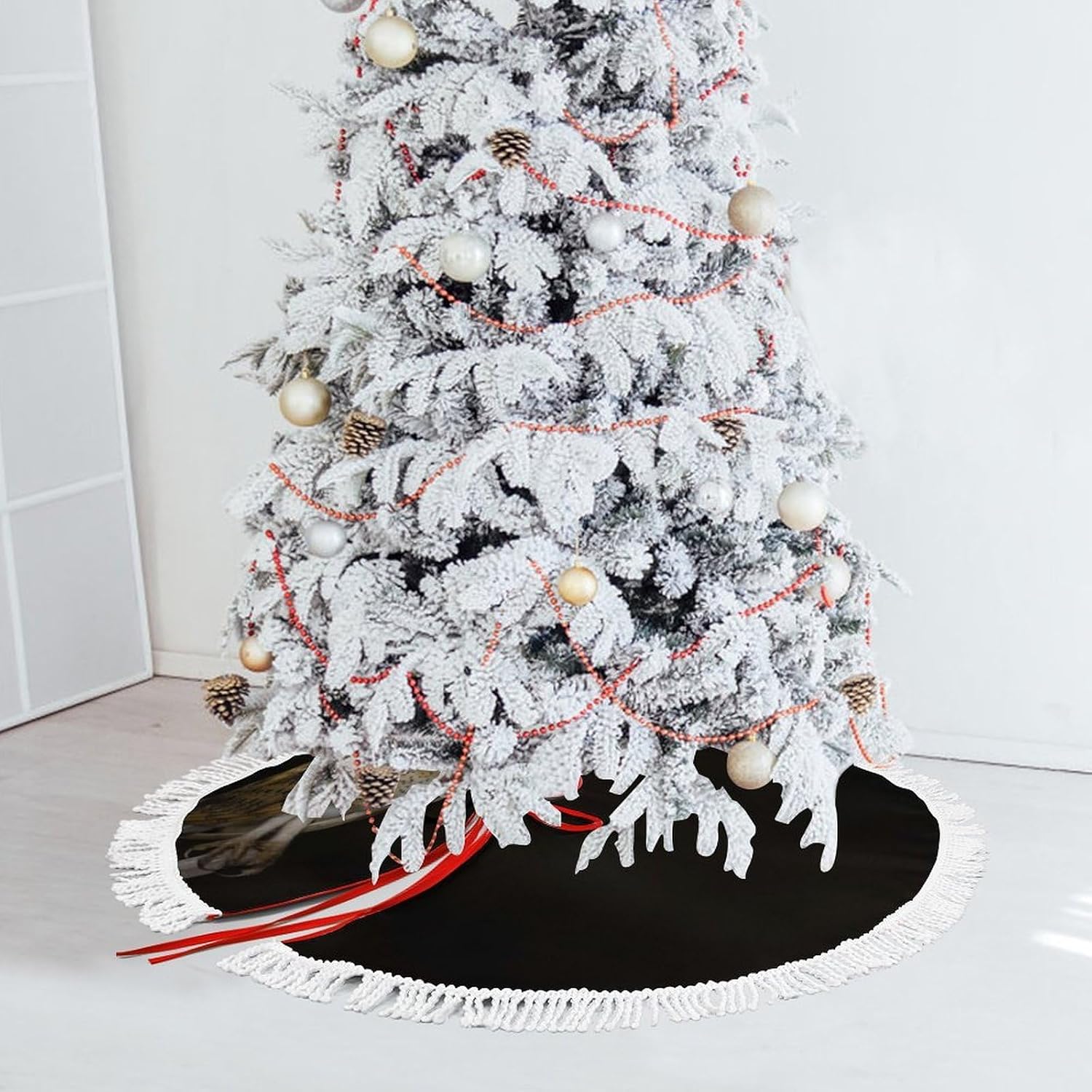 Christmas Tree Skirt Cute Xmas Trees Mat Skirts Personalization Christmas Round Tree Skirts for Holiday Party Decorative Supplies Owl in The Dark