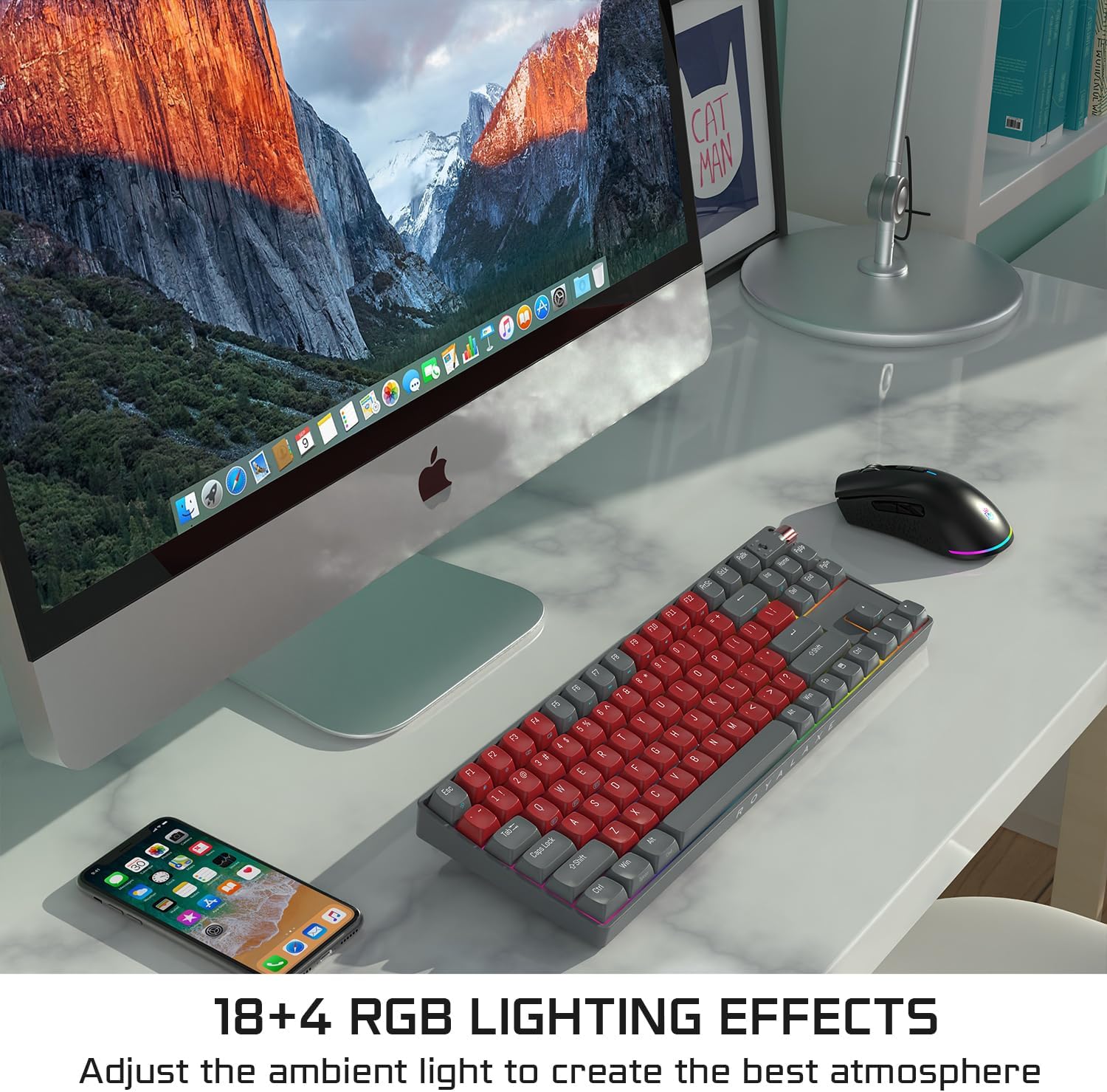ROYALAXE R87 keyboard displaying RGB lighting effects