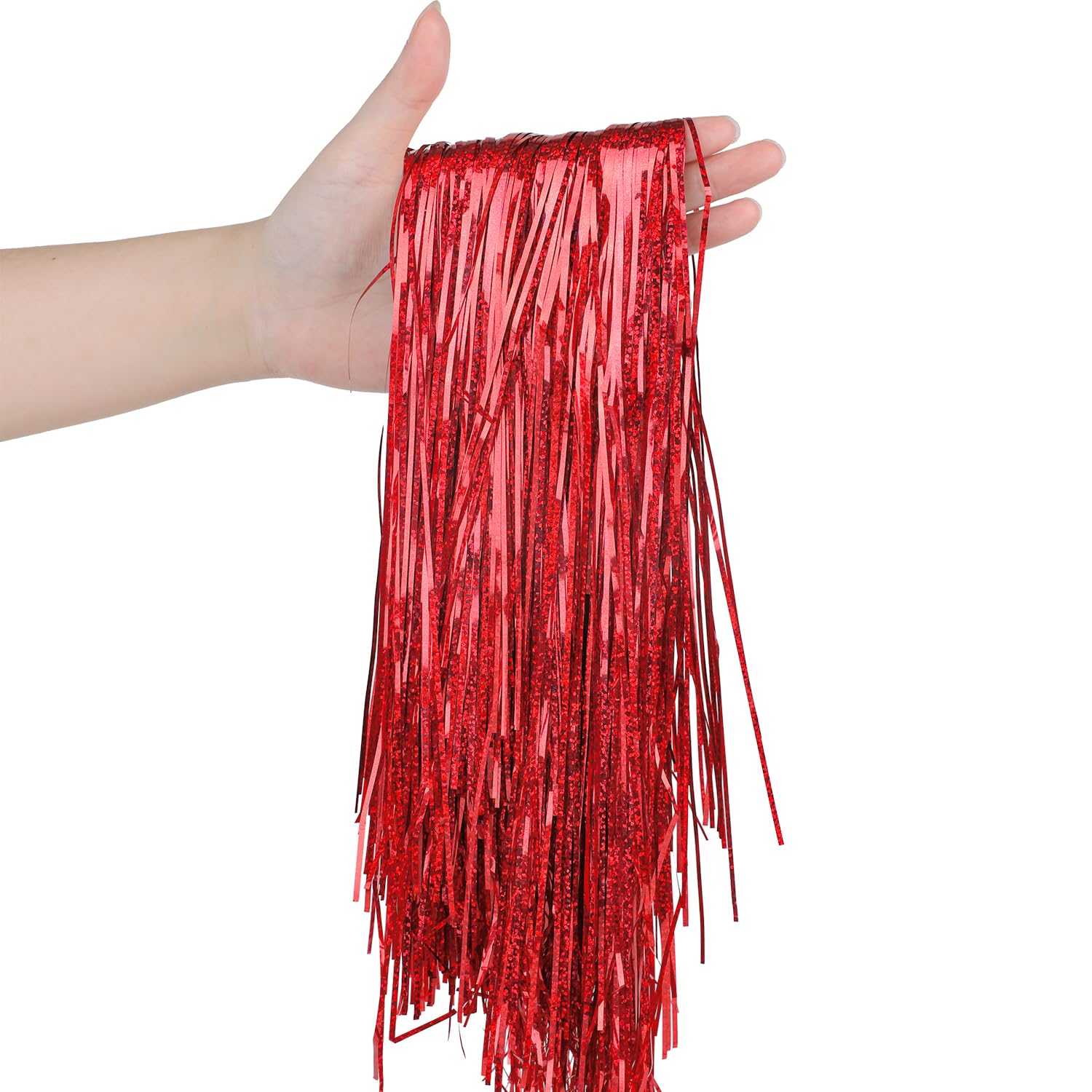 Veylin Red 2000 Strands Tinsel Icicles Foil Fringe Tinsel Garland For Holiday Christmas Tree Decorations