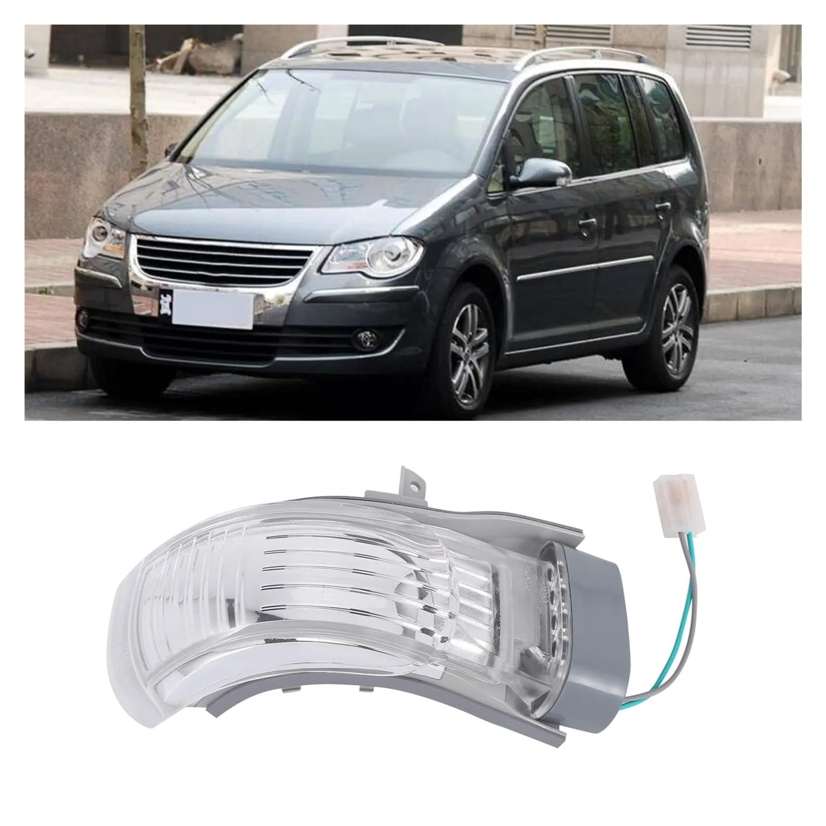 Intermitente de Espejo para VW para Touran 2004 2005 2006 2007 2008 2009 2010 Espejo Retrovisor para Coche Luz LED De Intermitente Indicador de Luz Giro Espejo(L and R)