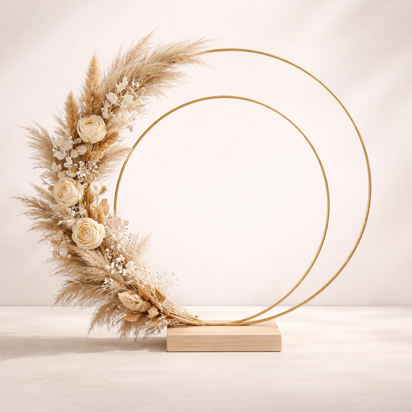 Paquete de 8 aros florales con soporte, anillos de metal de 10 y 12 pulgadas para decoración de mesa de bricolaje, manualidades, anillos de macramé, aro, corona, atrapasueños, coronas de boda, coronas