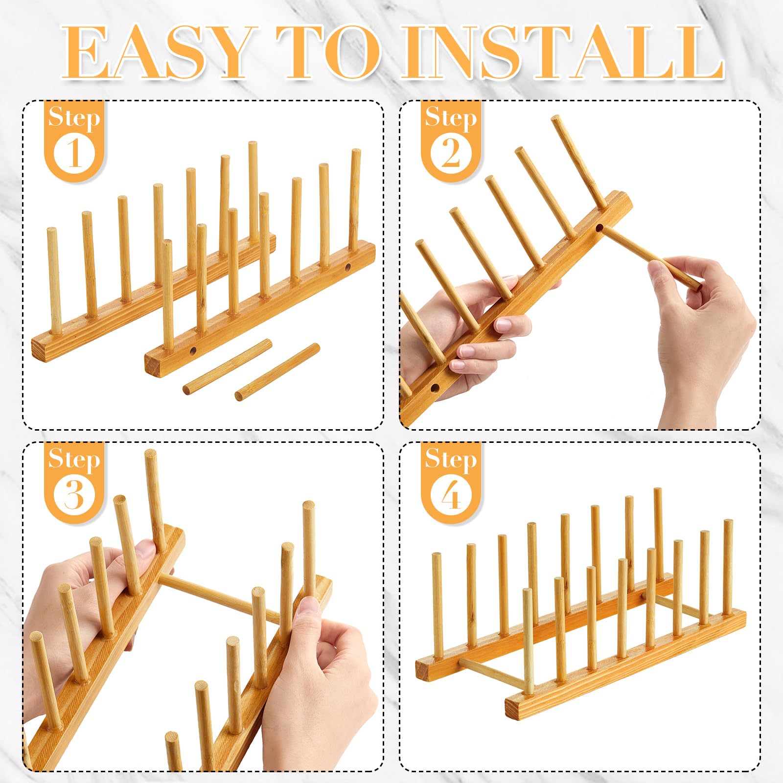 Zopeal Scolapiatti in legno di bambù, 9 pezzi, 3/6/7 fessure, scolapiatti scolapiatti da cucina, organizer per piatti, ciotole, tazze, coperchi e libri