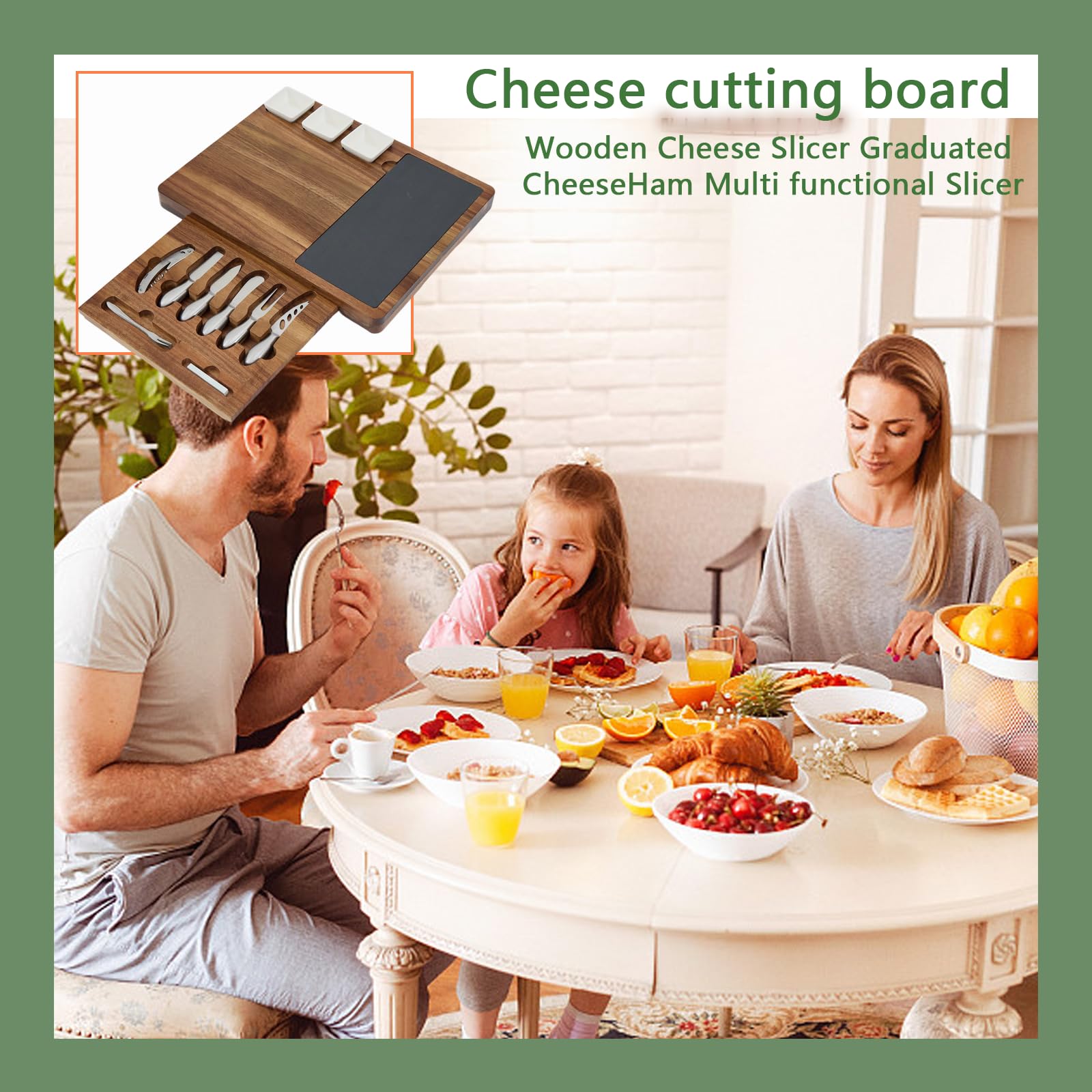 Louis Donné Juego de tabla de queso para charcutería, plato para servir queso con juego de cuchillos, bandeja para parejas, regalos de despedida de soltera, boda, inauguración de la casa, aniversario