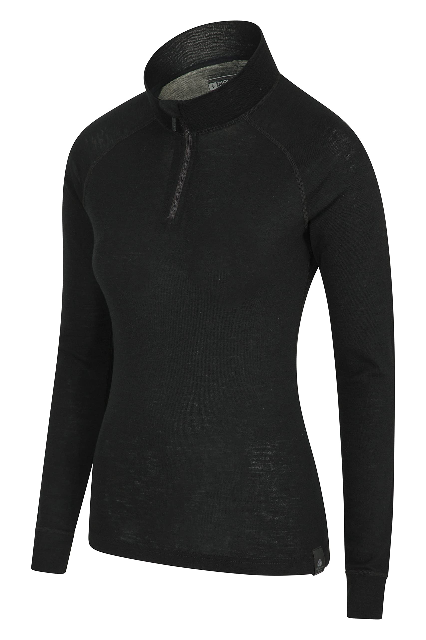 Mountain Warehouse Merino Womens Thermal Baselayer Top - Long Sleeves Ladies Thermal T-Shirt, Zip Neck Top, Lightweight, Easy Care Tee - For Travel & Outdoors Navy Women's Size 18