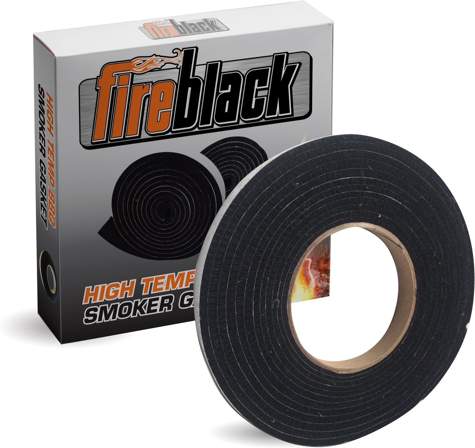 Hi Temp BBQ Smoker Gasket Self Stick 15 ft High Heat 1/2 x 1/8 Black