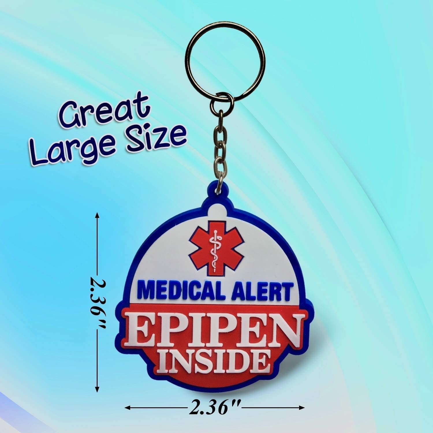 4 Pack - Epipen Inside - Rubber Bag Tags/Keychains, Allergy Medical Alert, For Keychain/Backpack Zipper, Adult & Child