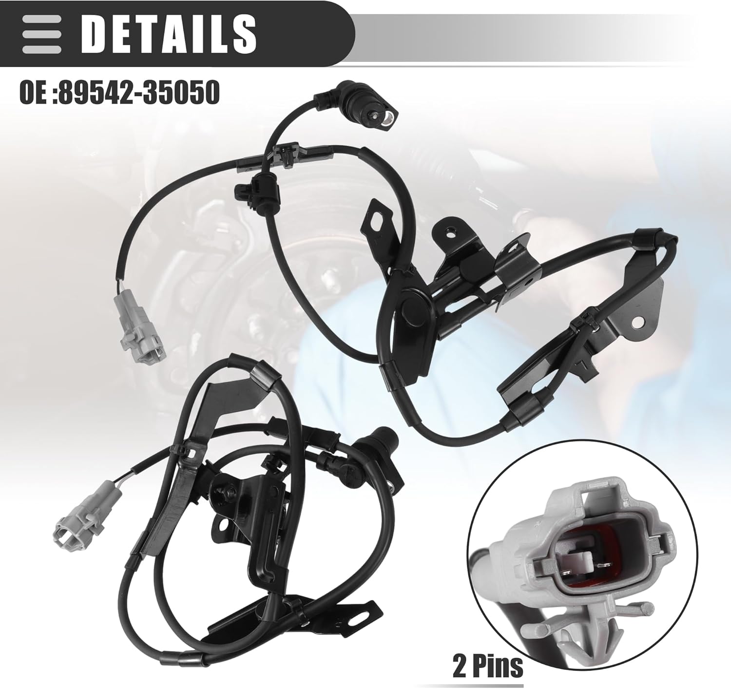 Motoforti Front Left Right ABS Wheel Speed Sensor, ABS Sensor, for Toyota Tacoma 1997-2004, Plastic Metal, No.8954235050/8954335050, Black, 1 Pair