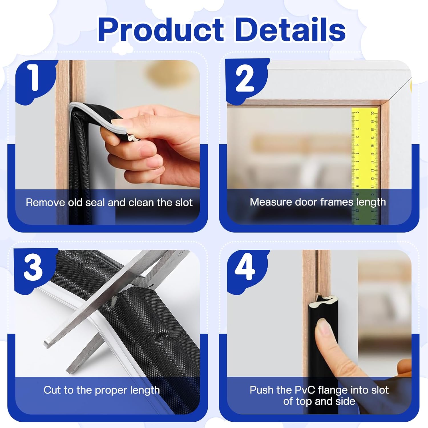 40 Feet Kerf Weather Stripping Door Seal Strip, Black V-Shaped Weather Stripping Door Seal Soundproof Kerf Doors Seals Strips for Exterior Doors - Easy to Install