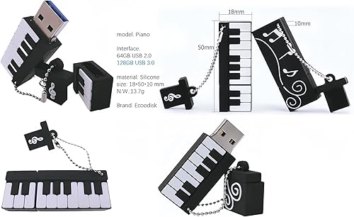 Miniatura 2 de 128GB USB 3.0 Flash Drive Novedad Dibujos Animados Piano Alta Velocidad de Transferencia Pendrive Memory Stick
