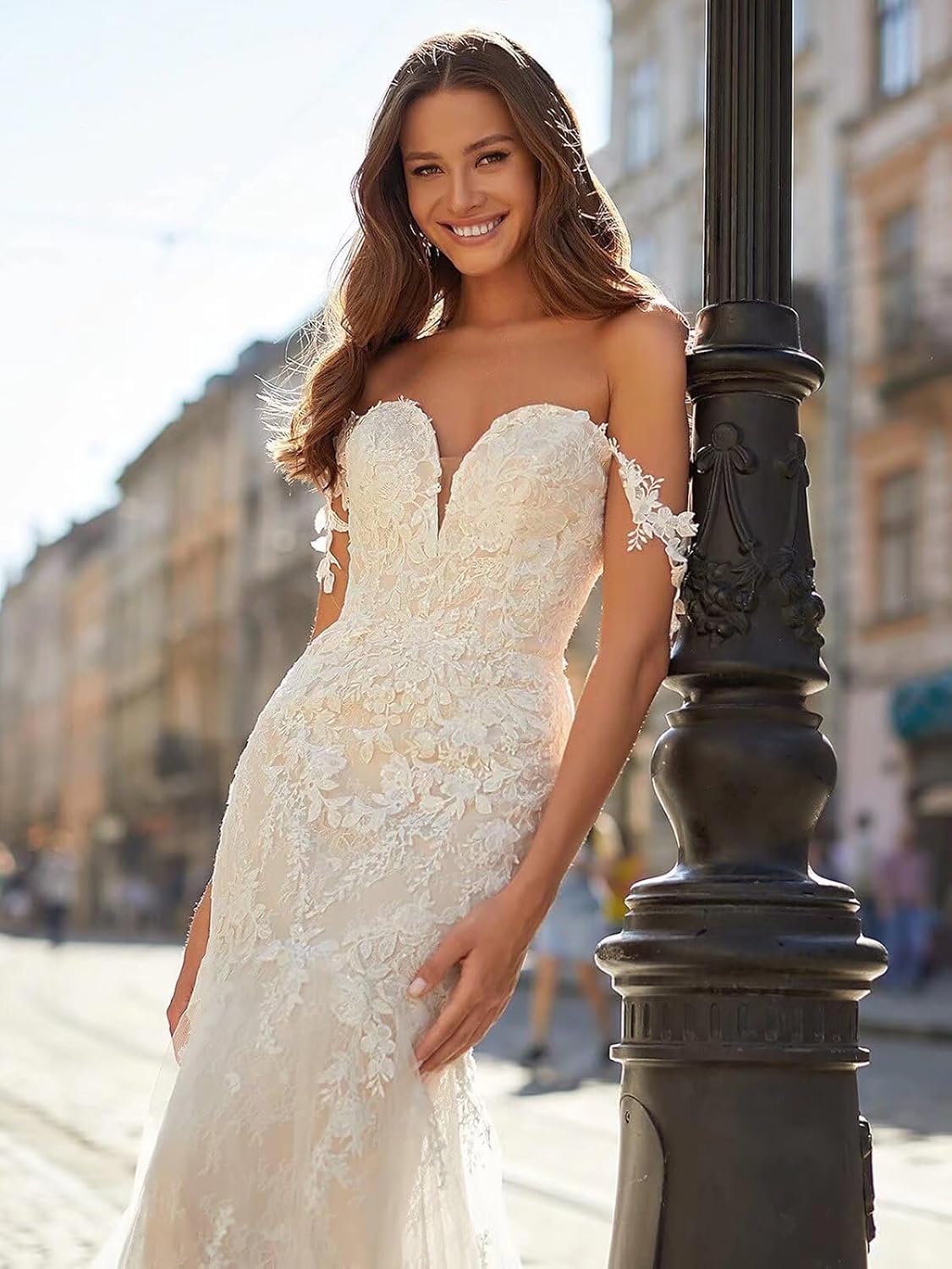 Beach Wedding Dresses for Bride 2026 Mermaid Lace Appliques Tulle Boho Bridal Gowns with Long Sleeve