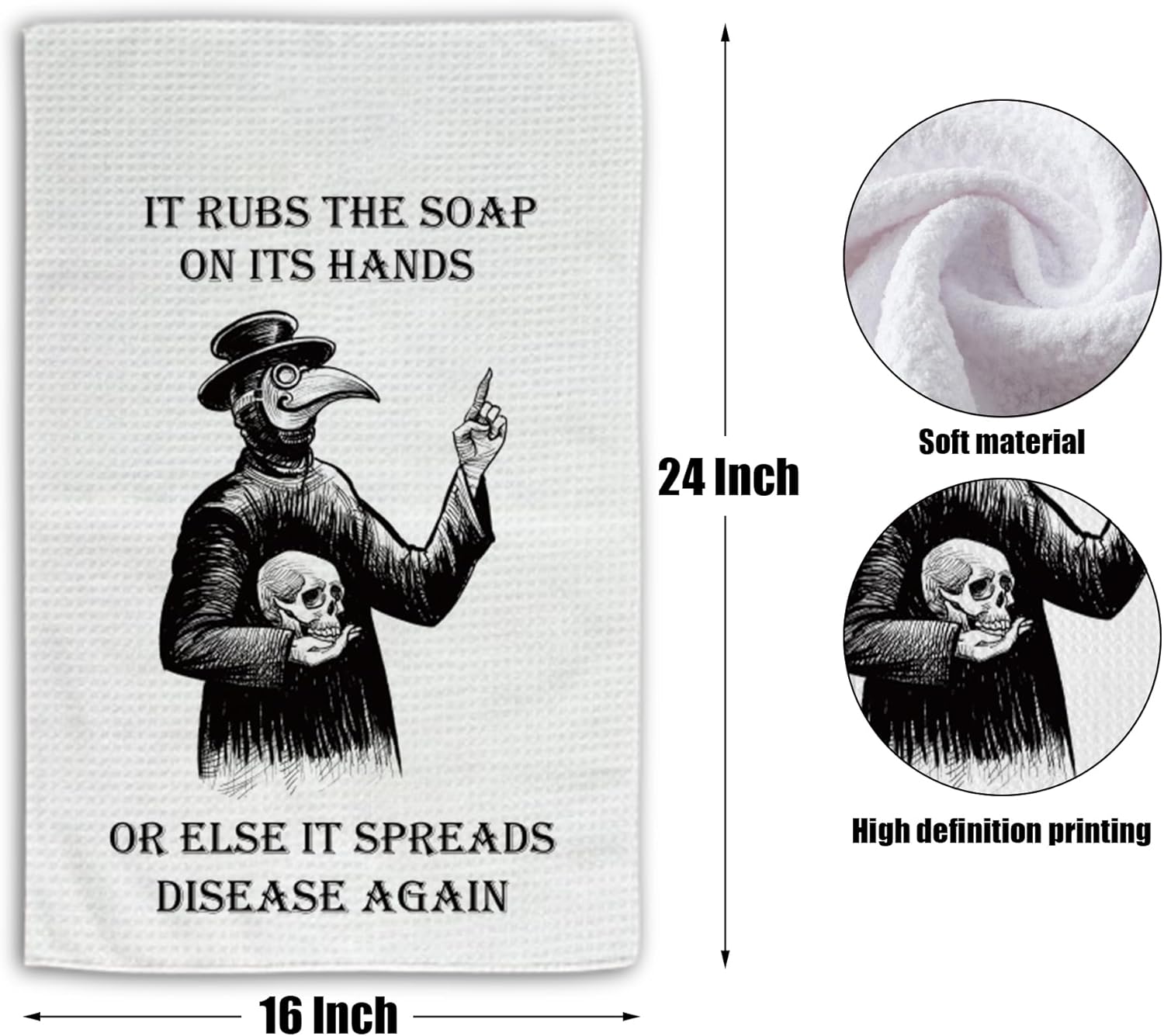 Gothic Design Kitchen Towels, Gothic Gifts for Goth Loversm, Gothic Waffle Weave Kitchen Towels(16x24 Inches) - Image 3