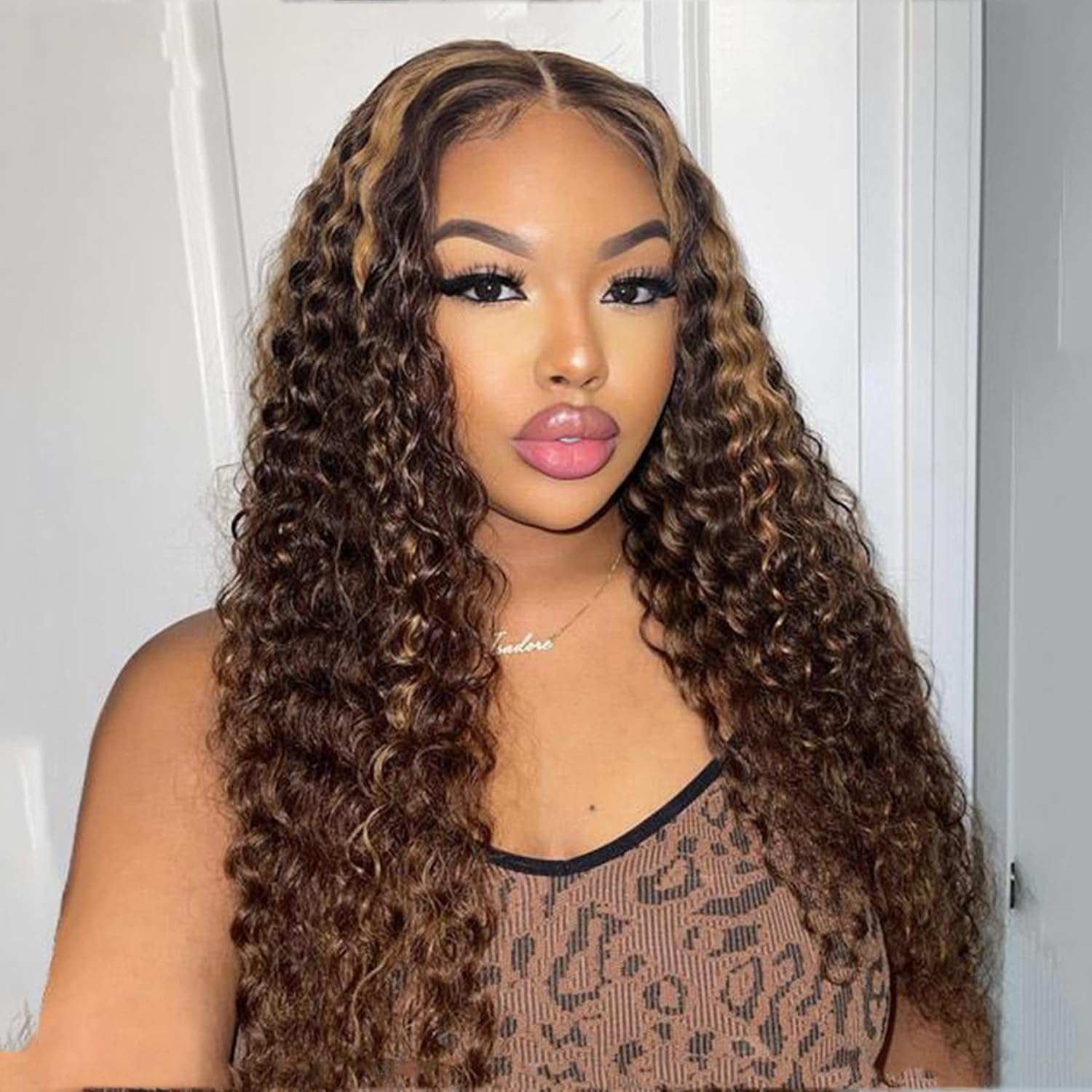 Ombre Honey Blonde #2/27 Colored Short Bob Deep Wave 13x6 Lace Front Wig With Baby Hair Human Water Pre Plucked 150% Density Glueless For Black Women 14 Inch, 2/27（Medium Brown Lace）