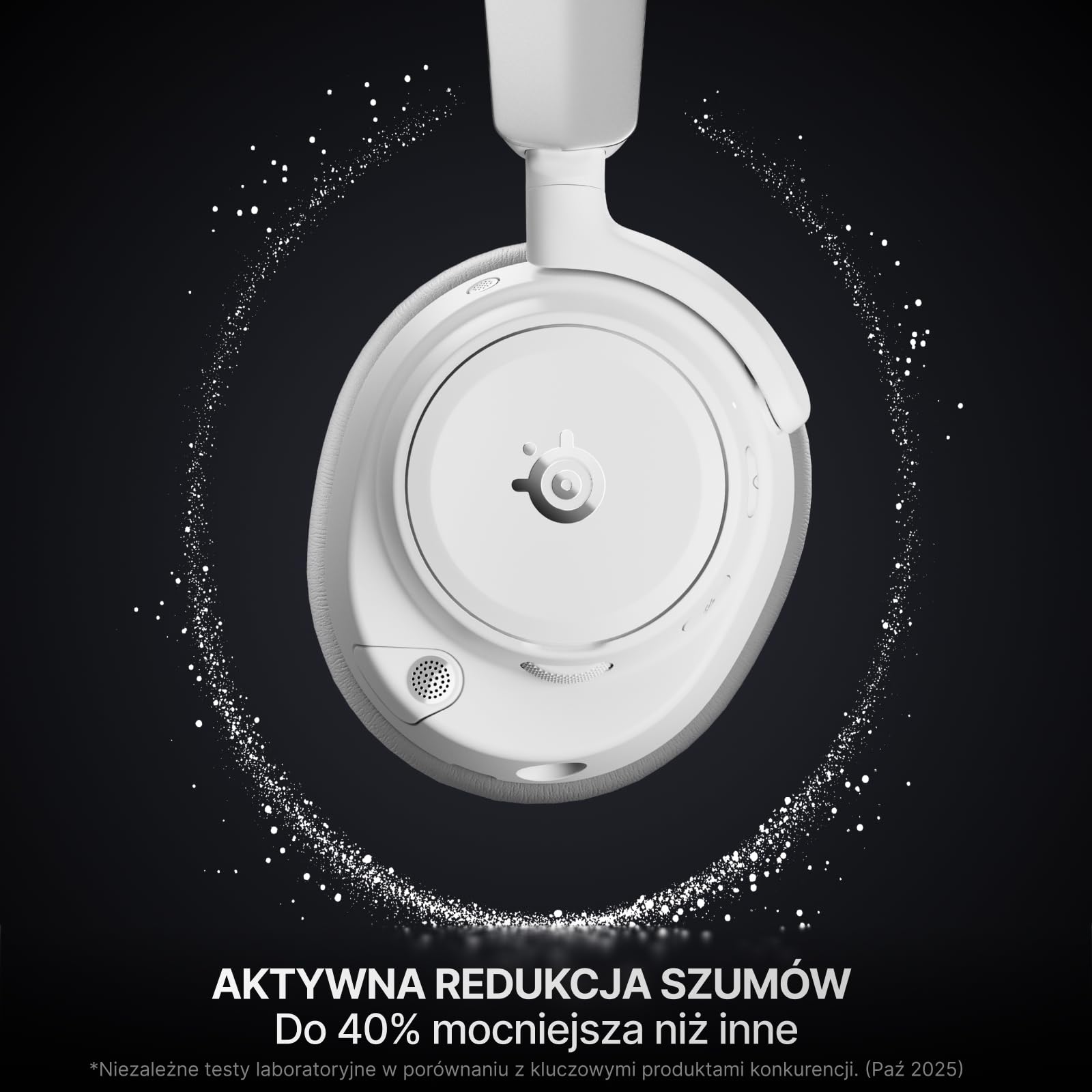 SteelSeries Arctis Nova Pro Omni – Bezprzewodowy dźwięk Hi‑Res, 96kHz/24bit, ANC, mikrofon ClearCast Pro, redukcja szumów AI, aplikacja mobilna, Mix 2,4GHz + BT, OmniPlay PC+PlayStation+Xbox – Biały