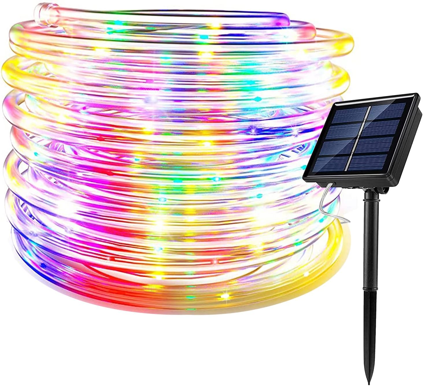 RUICHEN Solar Rope Lights Outdoor String Lights, 16.5 Ft 50 LED Tube Light Waterproof Copper Wire Fairy Lights for Garden Fence Yard Christmas Wedding Party (Multicolor)