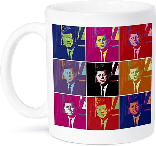 3dRose mug_130696_2 President John F Kennedy (1961) Pop Art (Multi-Views) Taza de cerámica, 15 onzas