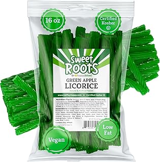 Sweet Roots by Happy Bites Green Apple Licorice Twists (16 oz) - JUMBO Size - Made with Real Fruit Juice - Certified Koshe...