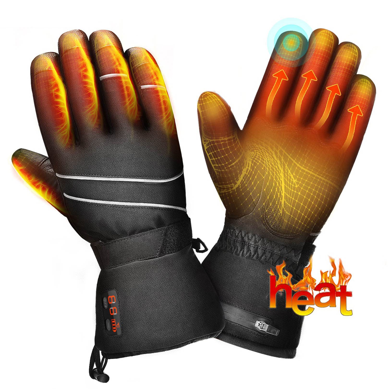 Guantes calefactables impermeables con batería recargable para esquí y moto