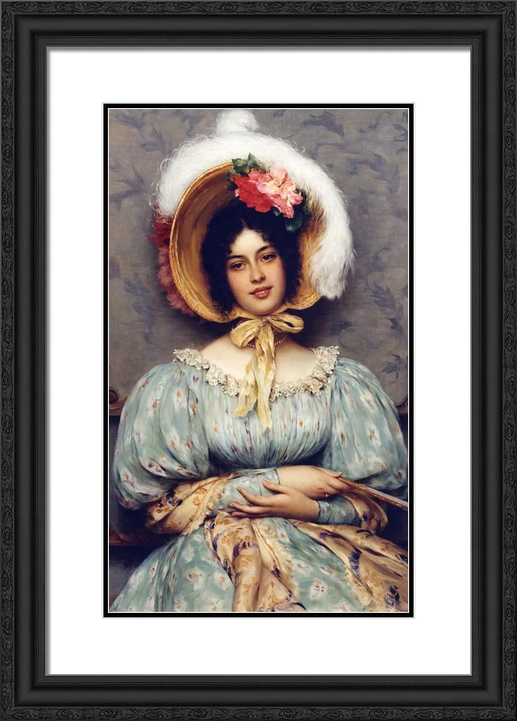 ArtDirect De Blaas, Eugene 18x24 Black Ornate Framed Art Print with Double Matting Titled: At the Opera