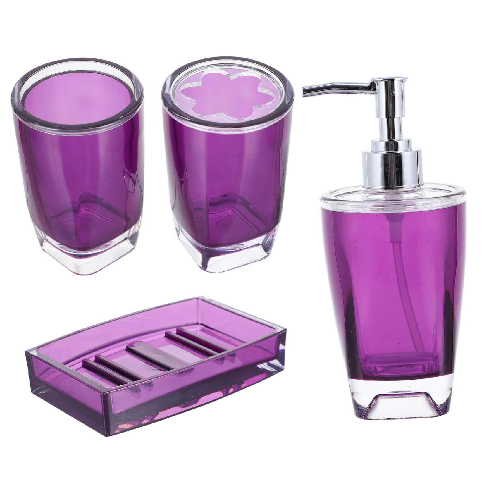 Kit salle de bain violet Gadpiparty anti-encombrement avec distributeur de savon et porte-savon