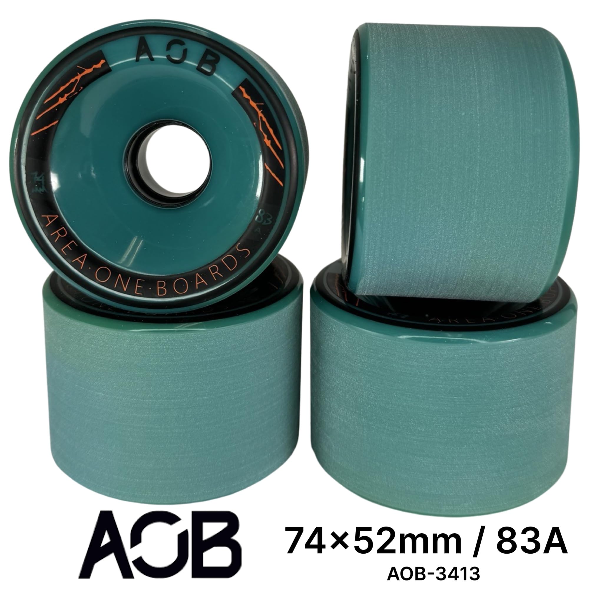 Ruedas AOB Premium para longboard/cruiser 2K (juego de 4 unidades) calibrada para un mejor rodamiento, texturizadas y pulidas (Azul 74x52 mm 83A)