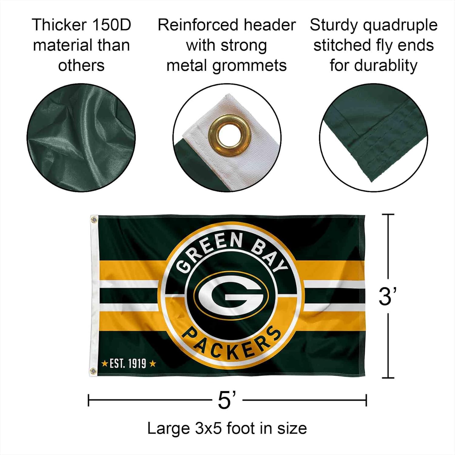 Green Bay Packers Patch Button Banner and Tapestry Wall Tack Pads - Image 3